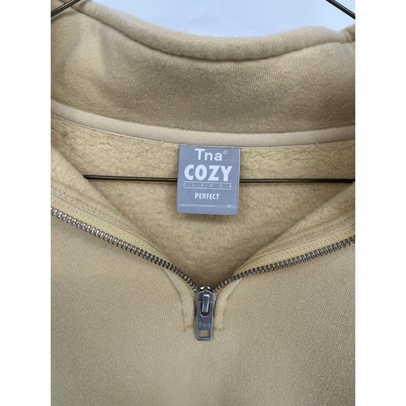 TnA Yellow Cozy Perfect Fleece Mockneck Quarter zip Sweatshirt Medium - Picture 2 of 4